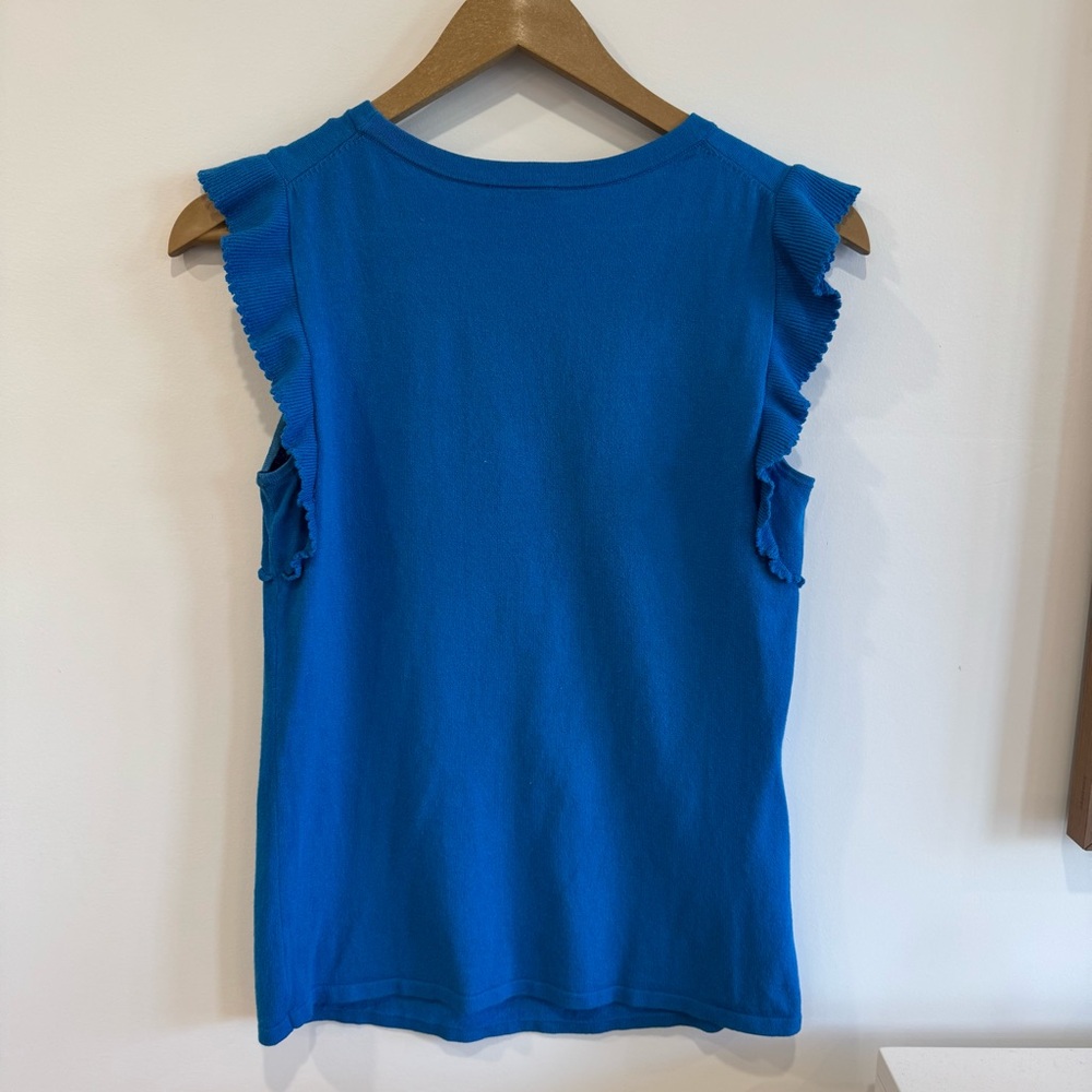 Ann Taylor Blue Ruffled Sleeveless Tank Top - Picture 3 of 4